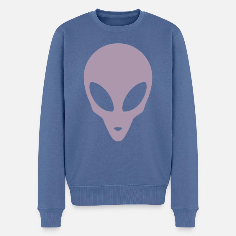 Silhouette eines Alienkopfes - Männer Premium Bio Pullover - Taubenblau
