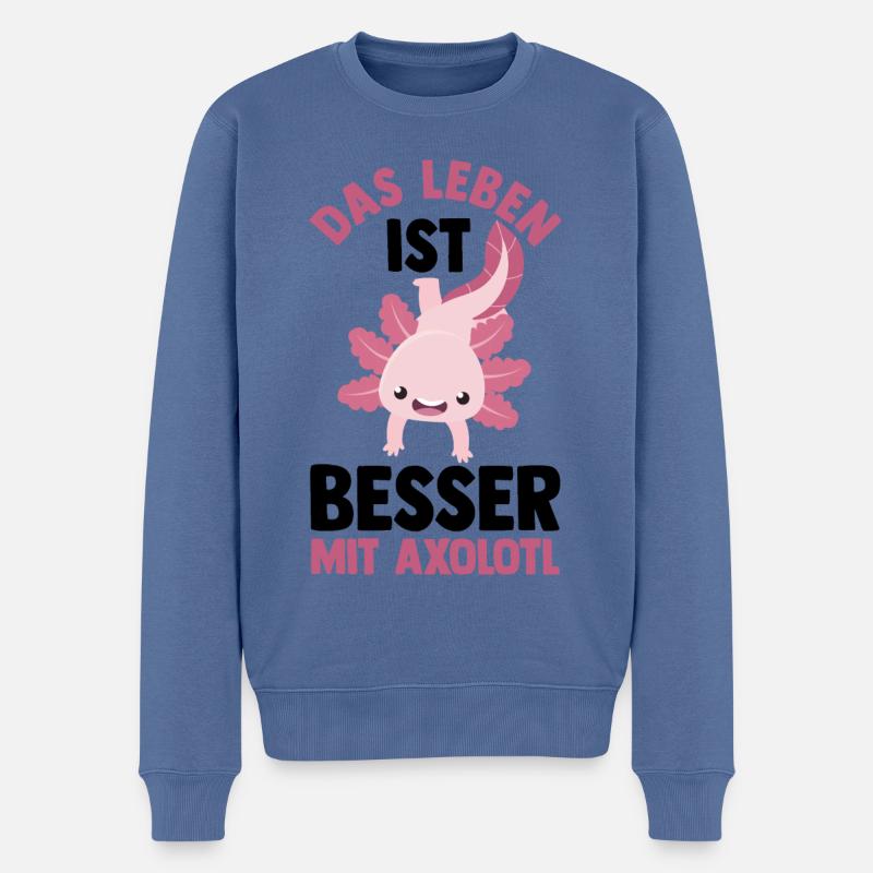 Axolotl - Pull Premium bio Homme - bleu pigeon