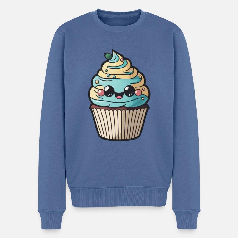 Cute Cupcake Muffin - Männer Premium Bio Pullover - Taubenblau