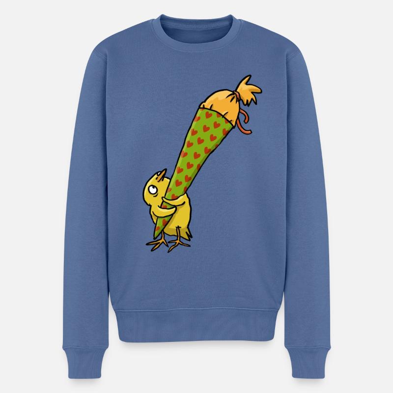 Küken mit Schultüte - Männer Premium Bio Pullover - Taubenblau