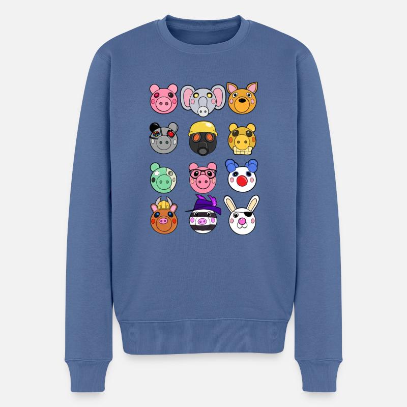 Visages de cochon et amis - Pull Premium bio Homme - bleu pigeon