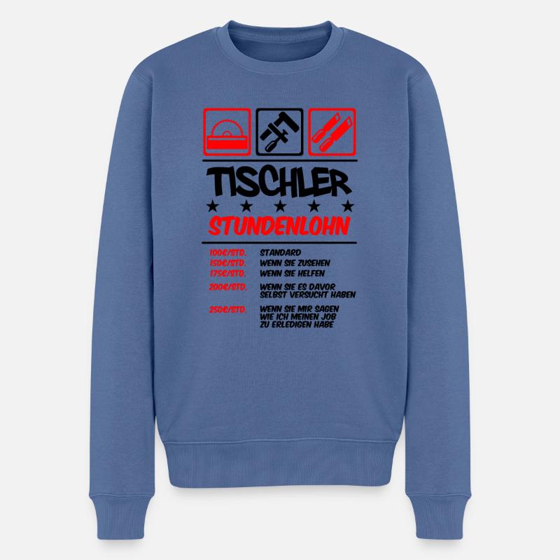 Stundenlohn | Tischler - Männer Premium Bio Pullover - Taubenblau
