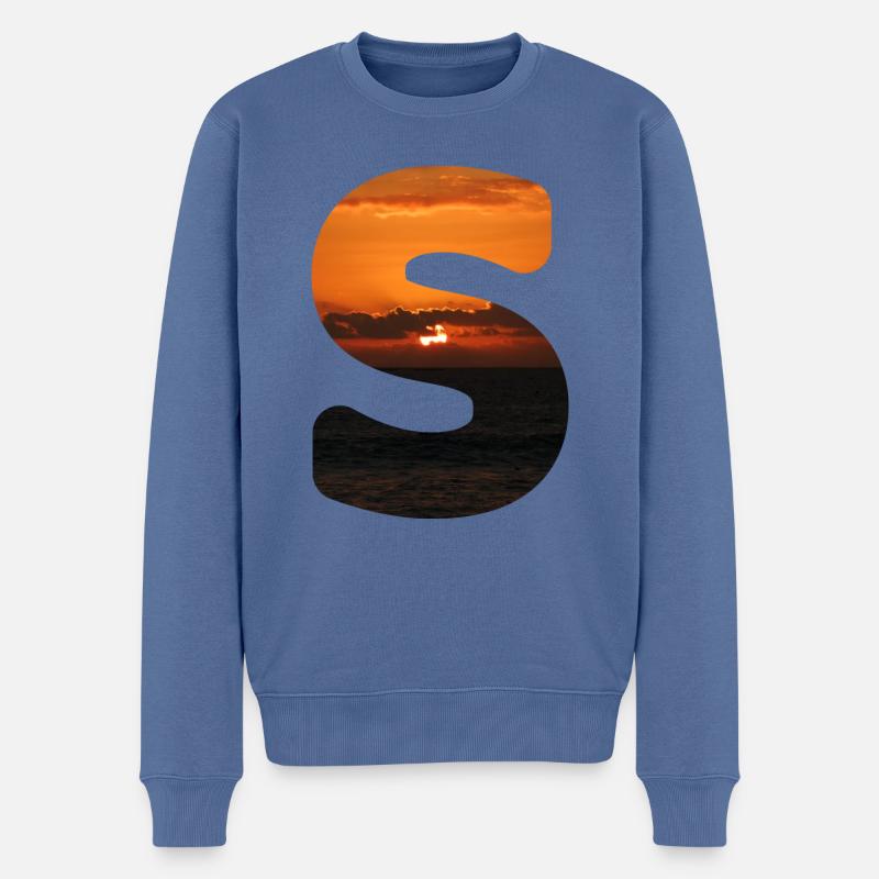 Sommer Buchstabe S Schriftzug Sommerferien Sonne - Männer Premium Bio Pullover - Taubenblau