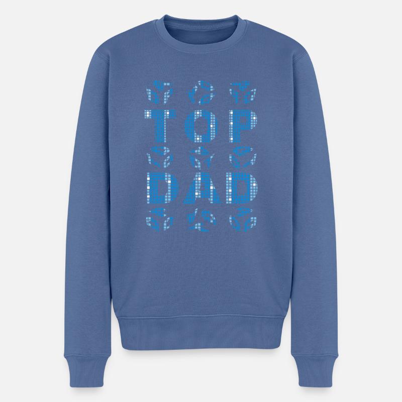 TOP DAD blue-white - Männer Premium Bio Pullover - Taubenblau