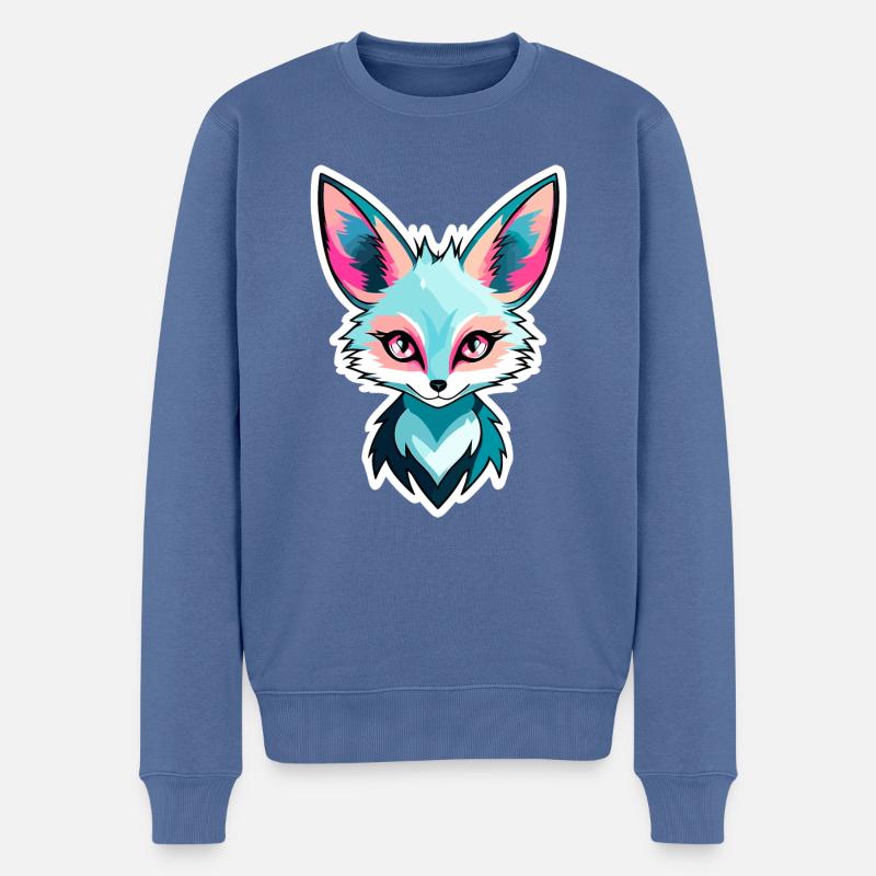 Wüstenfuchs Fennek Zeichnung - Männer Premium Bio Pullover - Taubenblau