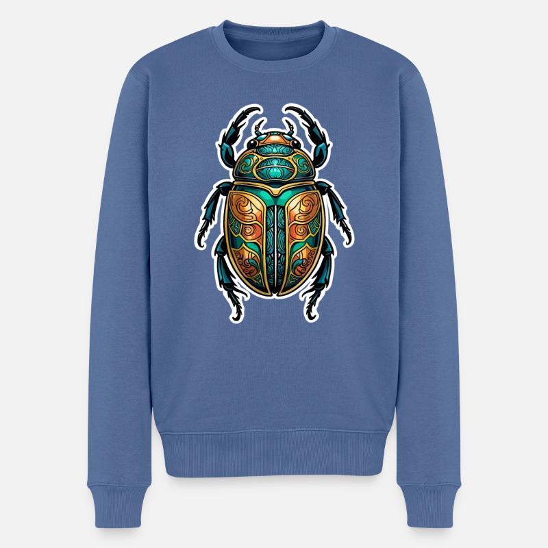 Skarabäus Neo Traditional - Männer Premium Bio Pullover - Taubenblau