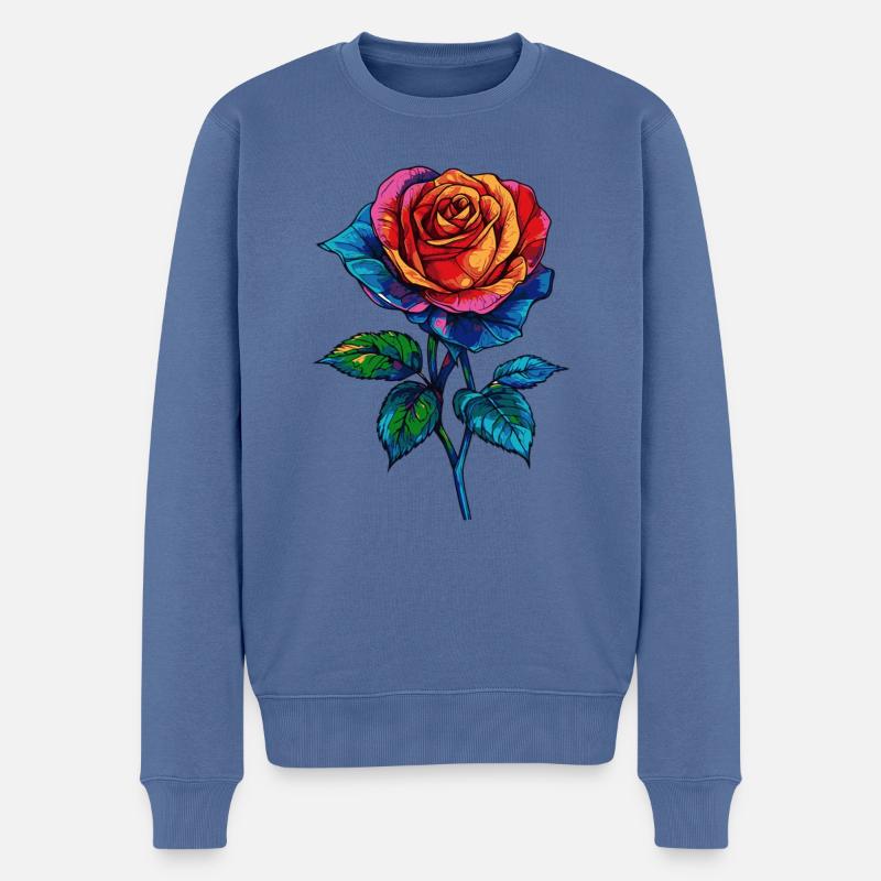 Rose - Pull Premium bio Homme - bleu pigeon