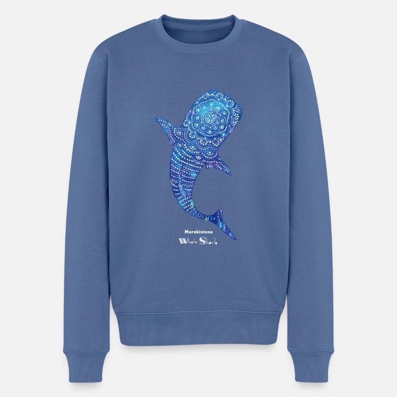 Marokintana - Whale Shark - I - Männer Premium Bio Pullover - Taubenblau