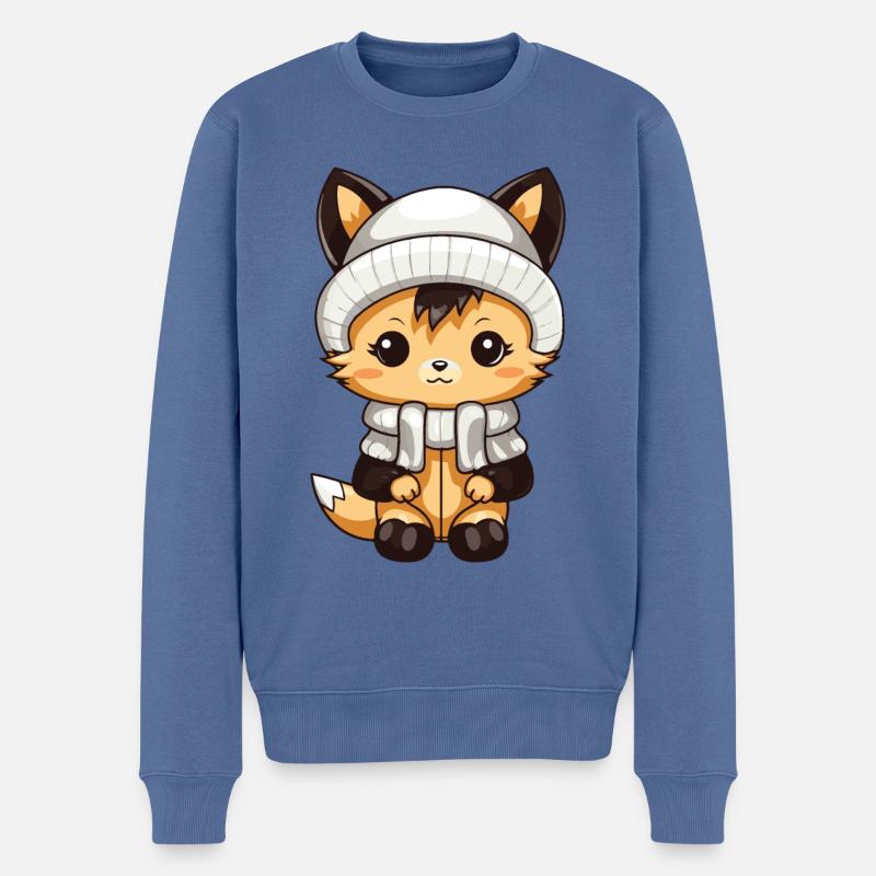 Bande dessinée d’hiver Fox - Pull Premium bio Homme - bleu pigeon