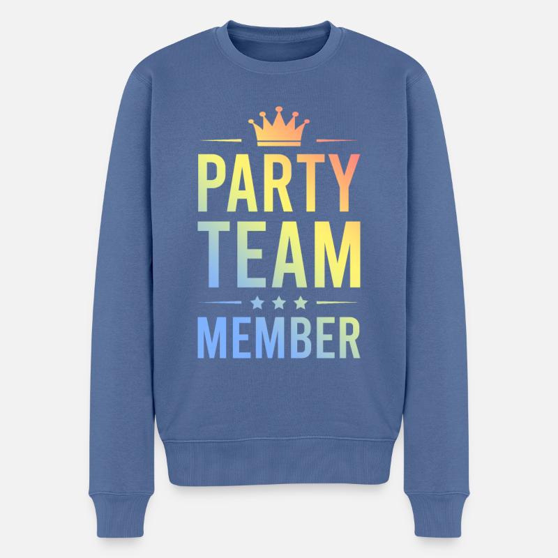 Party Team Bunt - Männer Premium Bio Pullover - Taubenblau
