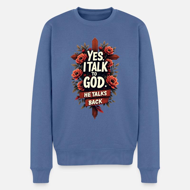 Dieu répond - Pull Premium bio Homme - bleu pigeon
