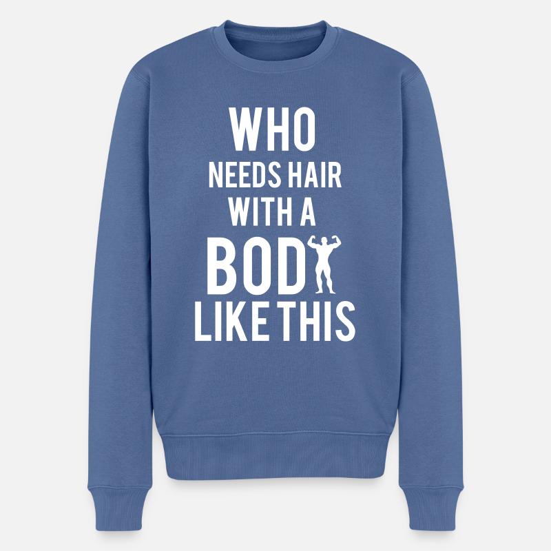 Bodybuilding - Männer Premium Bio Pullover - Taubenblau
