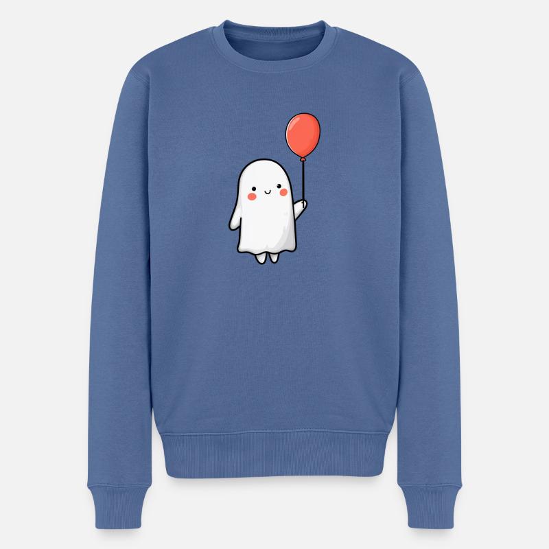 fantôme et ballon - Pull Premium bio Homme - bleu pigeon