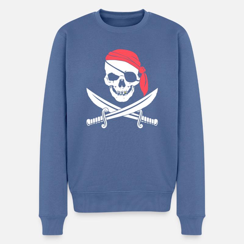 Jolly Roger lässt schiffbrüchigen Piraten werden - Männer Premium Bio Pullover - Taubenblau