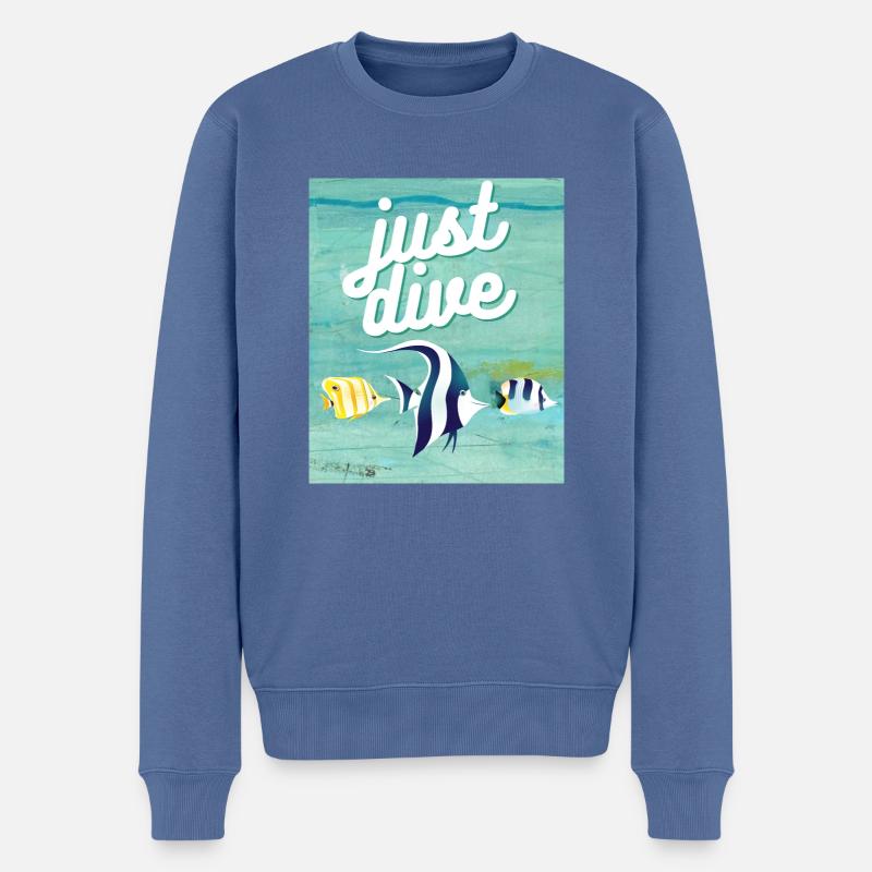Just Dive - Pull Premium bio Homme - bleu pigeon