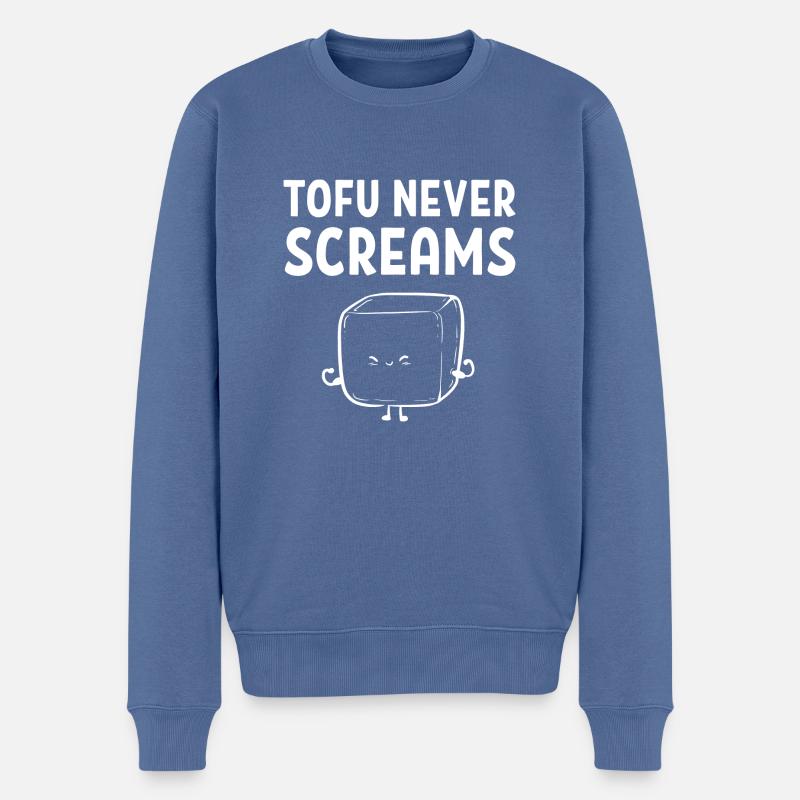 Tofu Schreit NiemalsVeganer Vegetarier Geschenk - Männer Premium Bio Pullover - Taubenblau