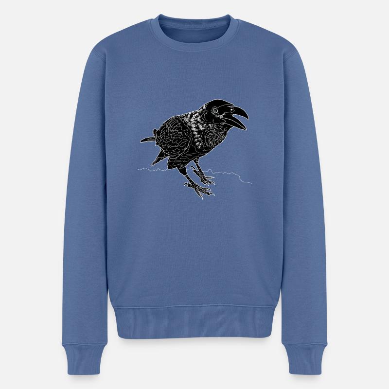 Krähe lineart - Männer Premium Bio Pullover - Taubenblau