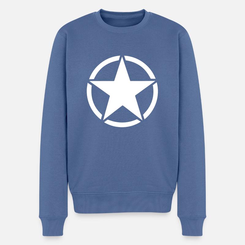 US Army Stern - Männer Premium Bio Pullover - Taubenblau