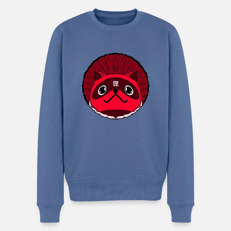 Tanuki, le raton laveur farceur - Pull Premium bio Homme - bleu pigeon
