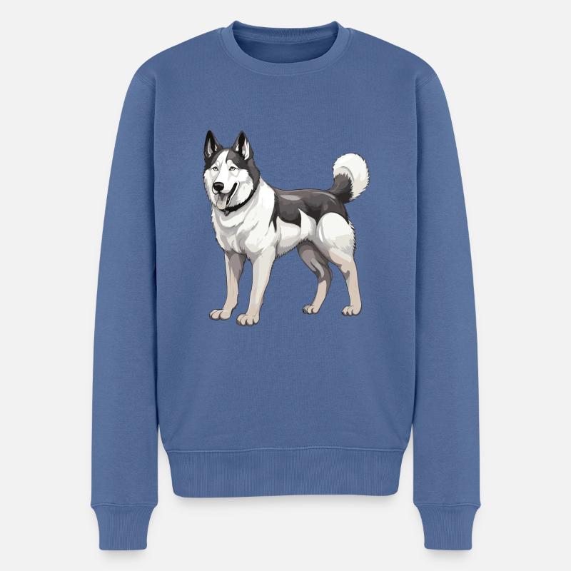 Husky Hund - Männer Premium Bio Pullover - Taubenblau