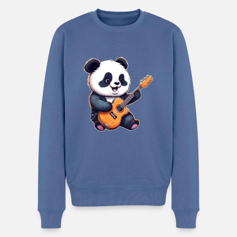 Guitariste Panda - Pull Premium bio Homme - bleu pigeon