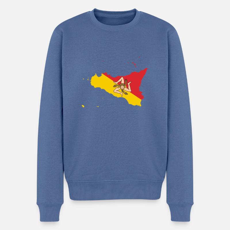 Trinacria Sizilien - Männer Premium Bio Pullover - Taubenblau