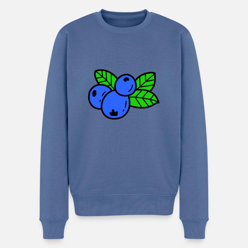 Blaubeere Heidelbeere Beere - Männer Premium Bio Pullover - Taubenblau