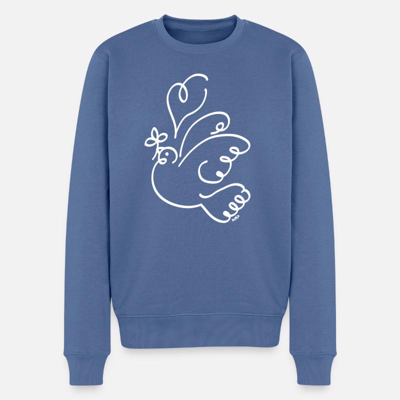 Friedenstaube - Männer Premium Bio Pullover - Taubenblau