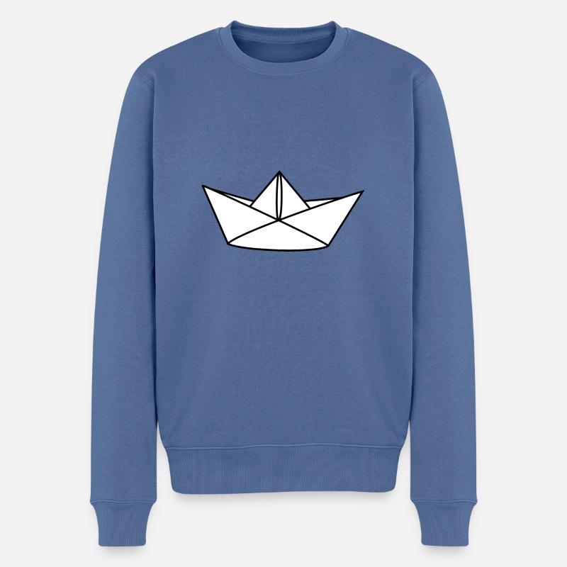 Papier Boot Seemann - Männer Premium Bio Pullover - Taubenblau