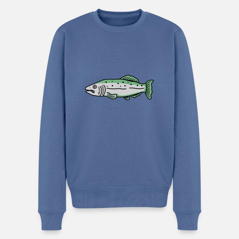 Fisch Lachs Angler - Männer Premium Bio Pullover - Taubenblau