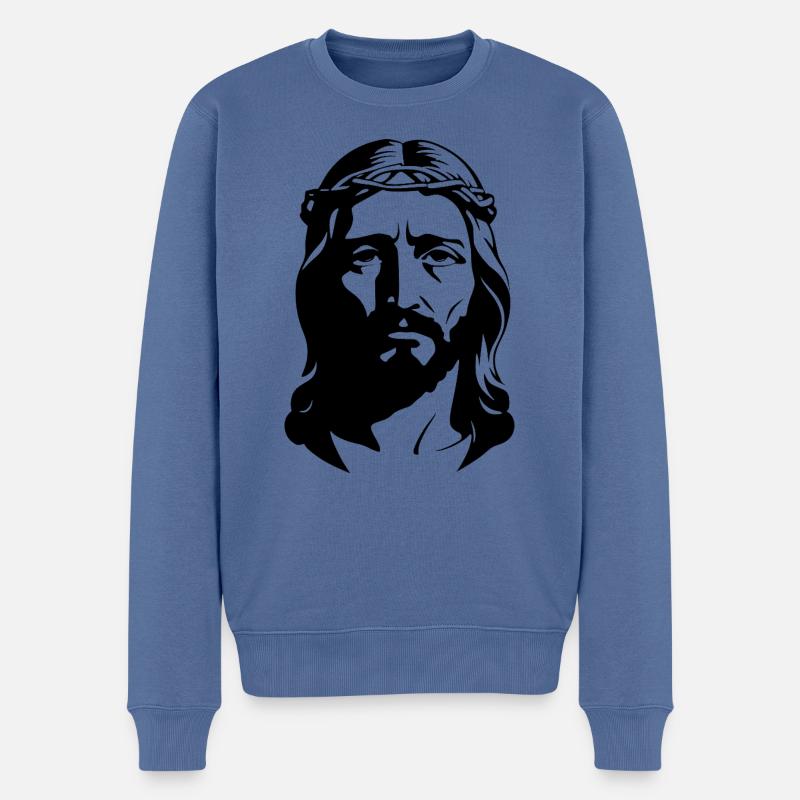 Jésus-Christ - Silhouette Religion Design - Pull Premium bio Homme - bleu pigeon