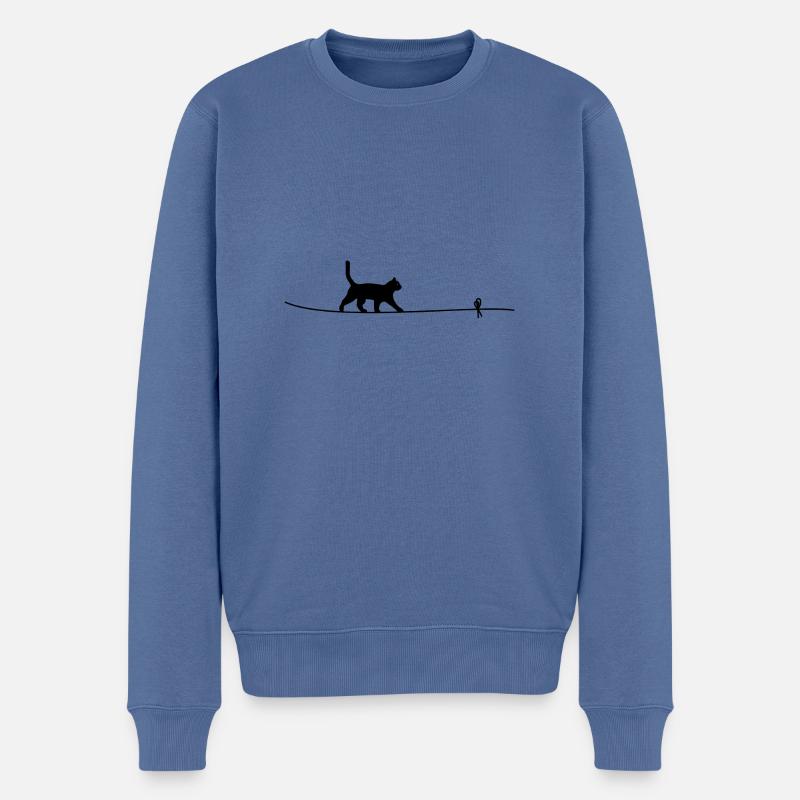 Katze Schnur Balance - Männer Premium Bio Pullover - Taubenblau