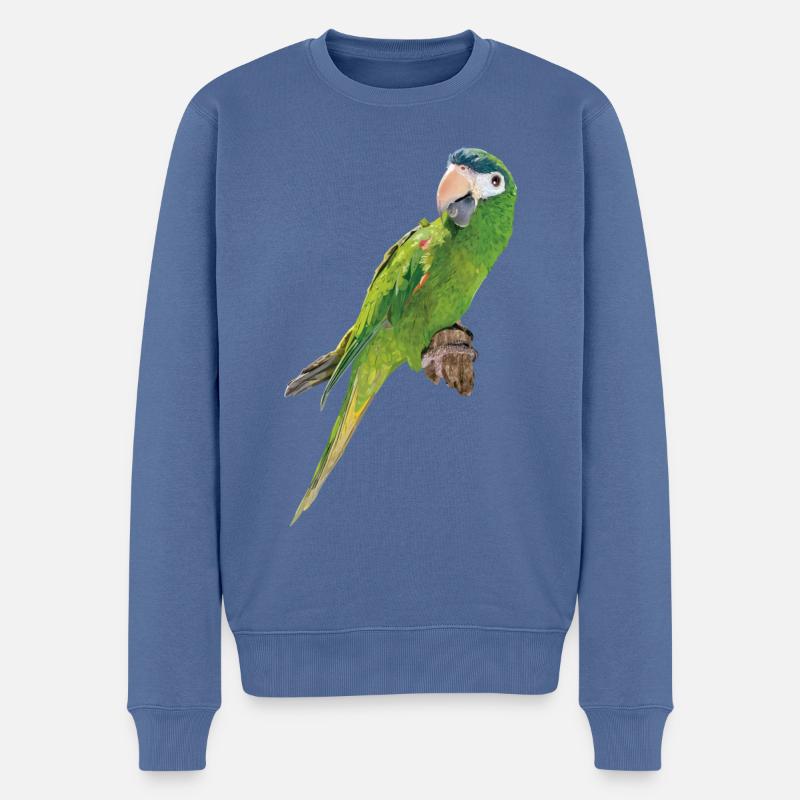 Der edle Ara - Männer Premium Bio Pullover - Taubenblau