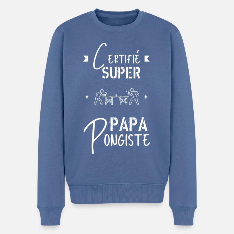 Super papa pongiste - Pull Premium bio Homme - bleu pigeon