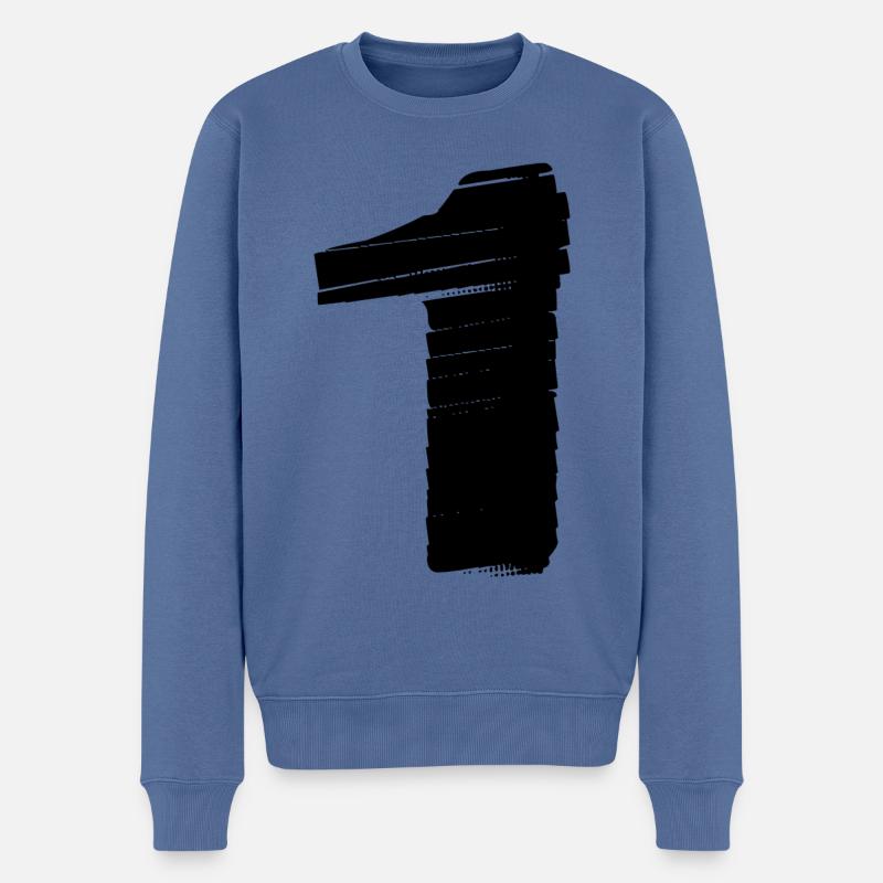 1 Zahl Trikot - Männer Premium Bio Pullover - Taubenblau