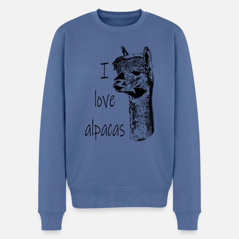 süßes, knuffiges Alpaka - Männer Premium Bio Pullover - Taubenblau