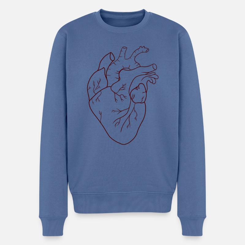 Human heart - Männer Premium Bio Pullover - Taubenblau