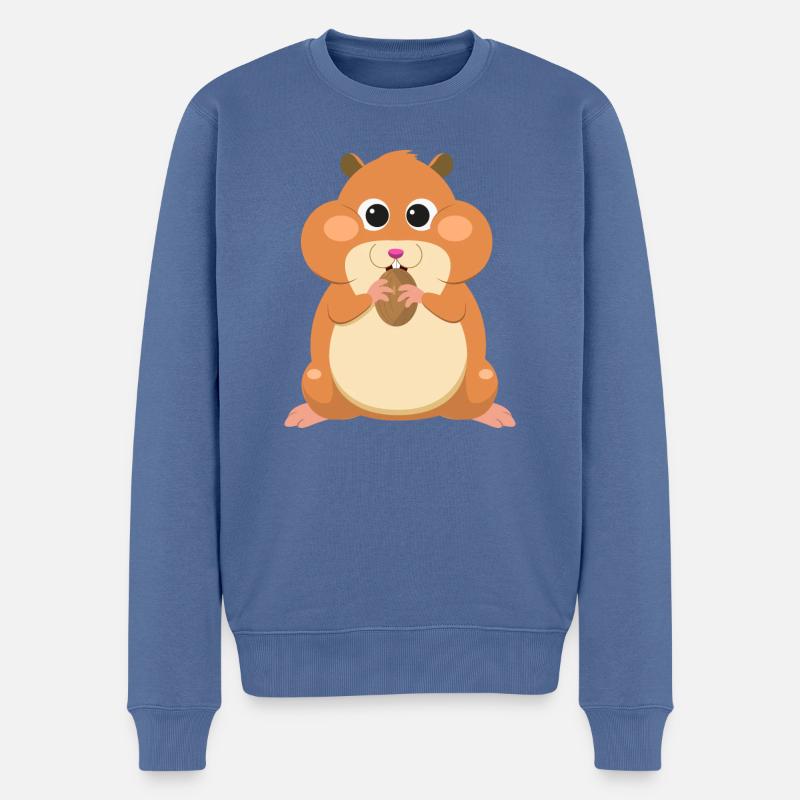 Hamster Hamstern Hamsterbacke Cartoon Comic süß - Männer Premium Bio Pullover - Taubenblau