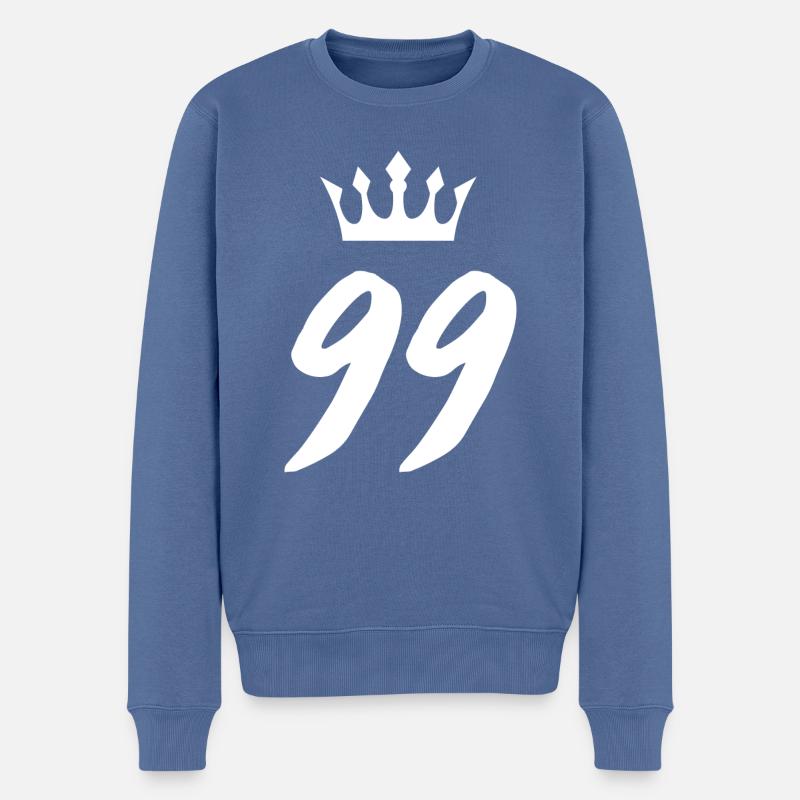 99 Couronne numérique - Pull Premium bio Homme - bleu pigeon