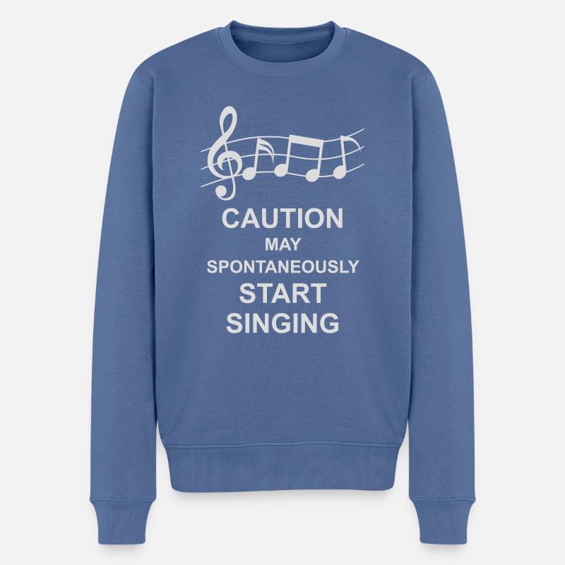 may spontaneously start singing - Männer Premium Bio Pullover - Taubenblau
