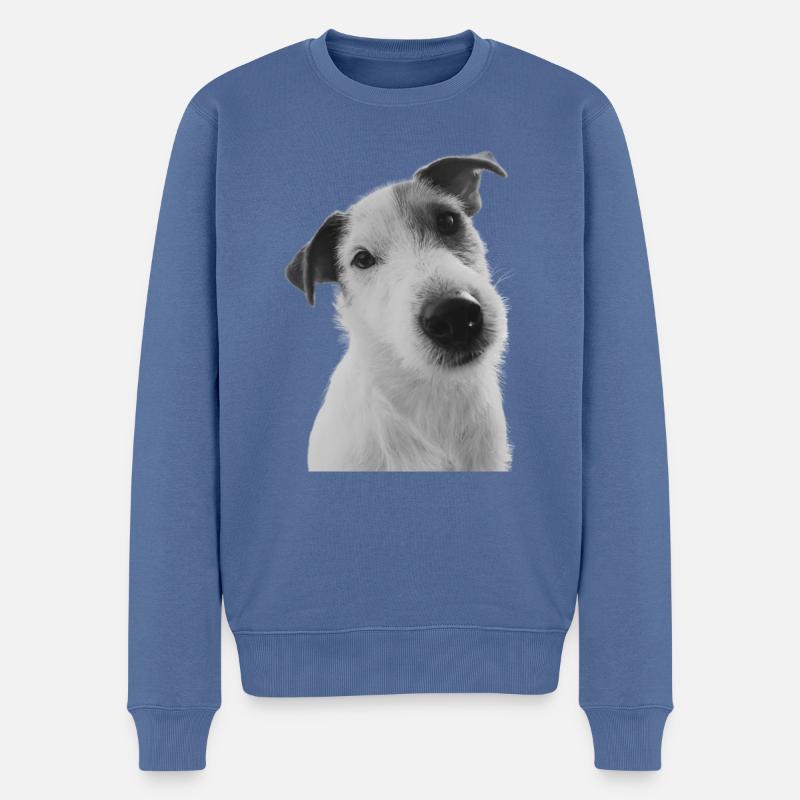 Klopfer der Jack Russel - Männer Premium Bio Pullover - Taubenblau