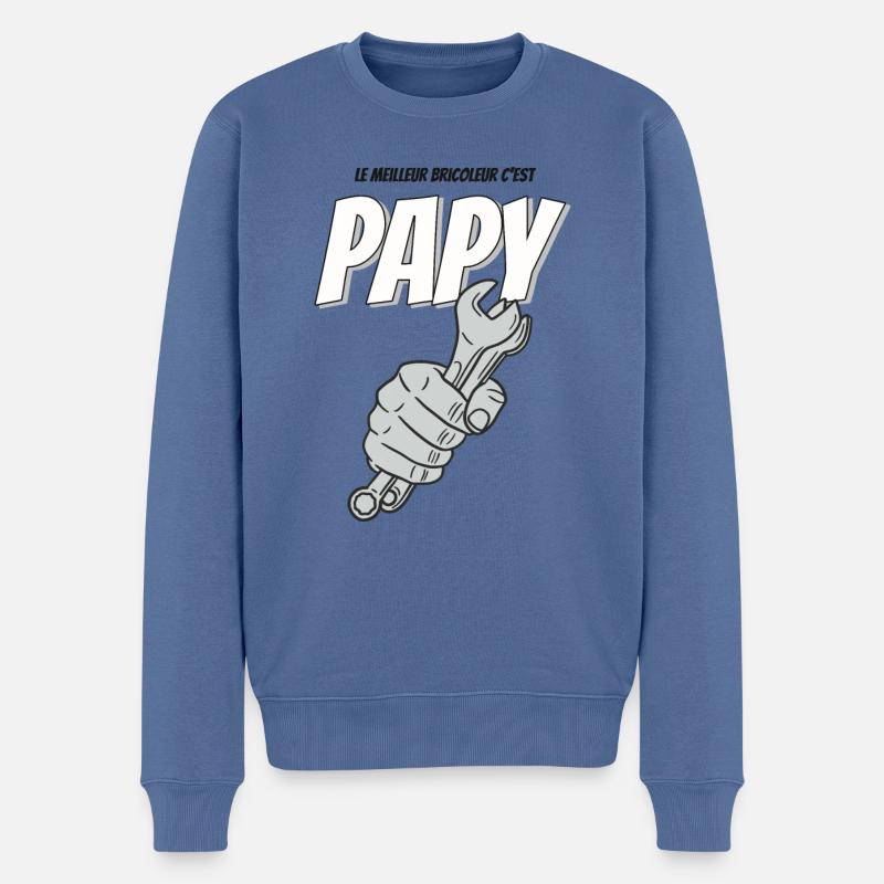 Cadeau papy bricoleur - Pull Premium bio Homme - bleu pigeon