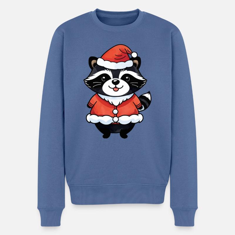 Raton laveur Noël Aquarelles - Pull Premium bio Homme - bleu pigeon