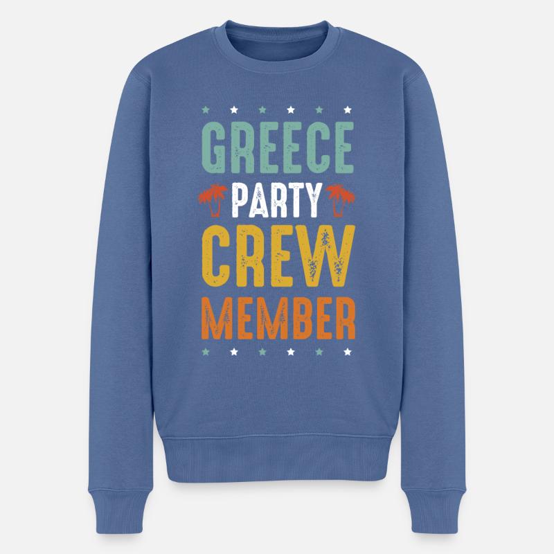 Greece Party Crew - Männer Premium Bio Pullover - Taubenblau