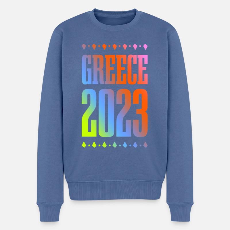 Grèce 2023 - Pull Premium bio Homme - bleu pigeon