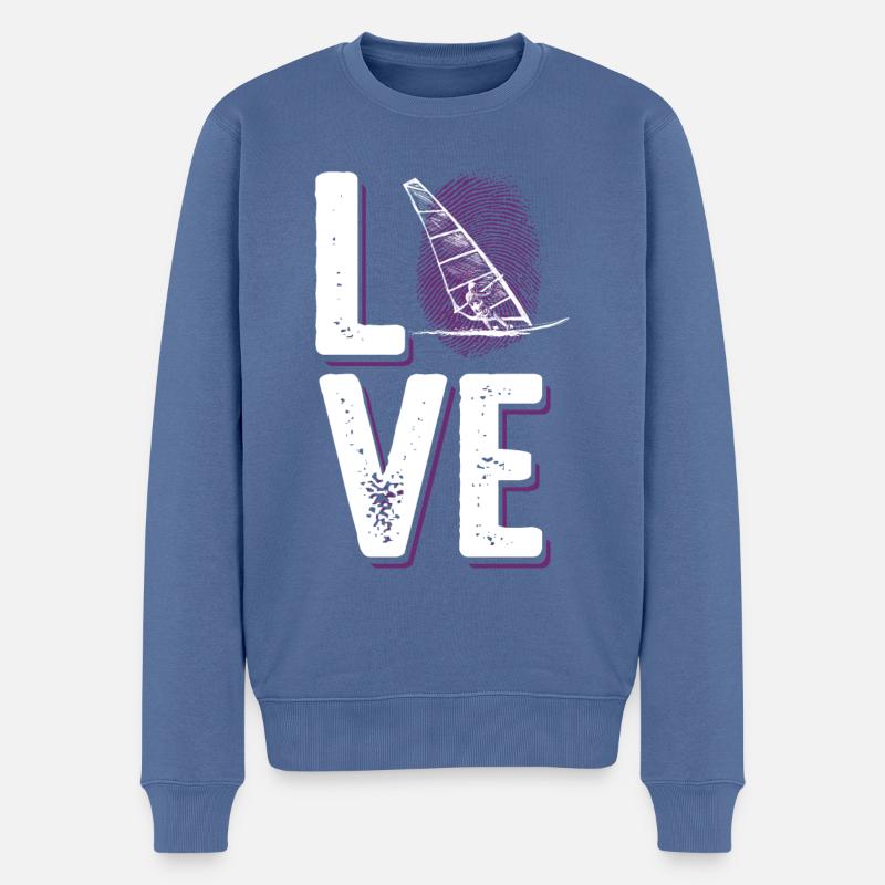 liebe windsurfen - Männer Premium Bio Pullover - Taubenblau