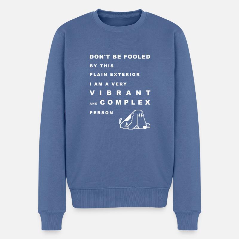 Citation drôle de chien texte blanc - Pull Premium bio Homme - bleu pigeon