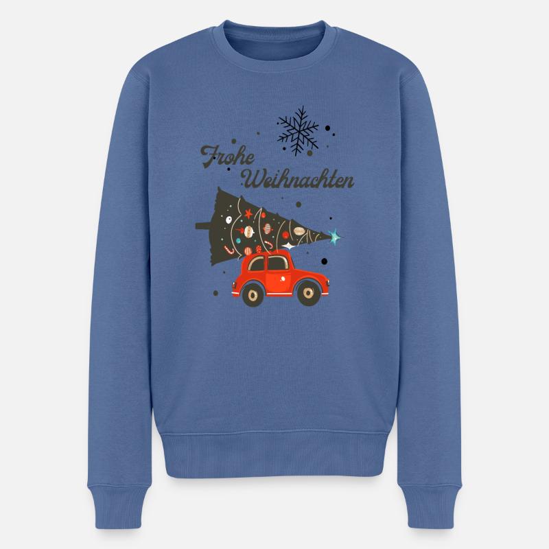 Frohe Weihnachten- Auto- Baum - Männer Premium Bio Pullover - Taubenblau