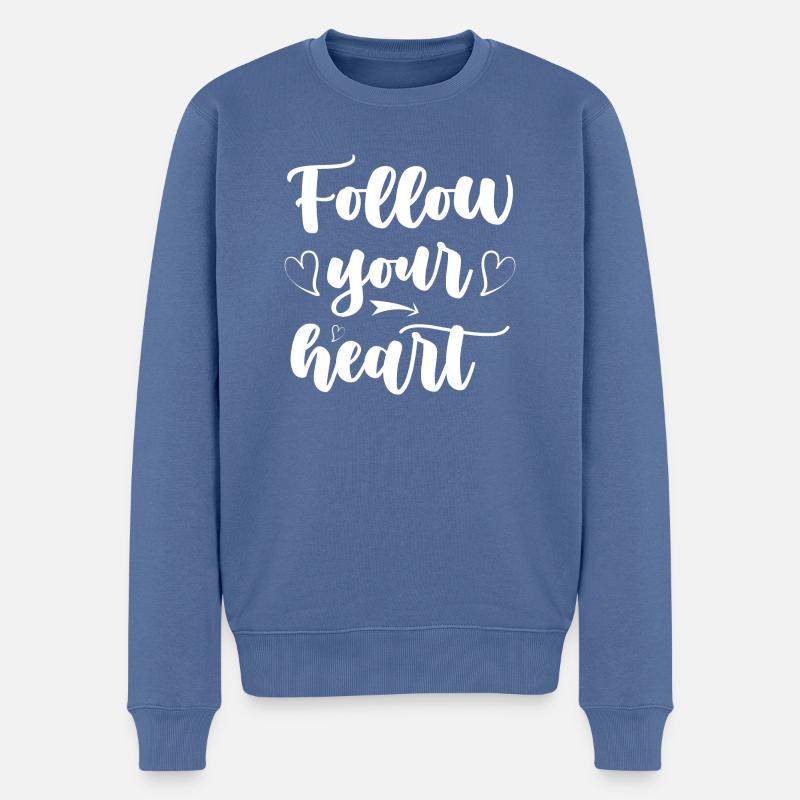 Follow your Heart - Männer Premium Bio Pullover - Taubenblau