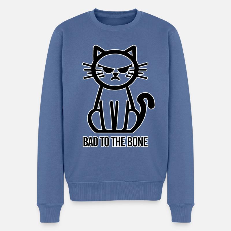 Böse bis auf die Knochen süße katze mit bösem Blic - Männer Premium Bio Pullover - Taubenblau